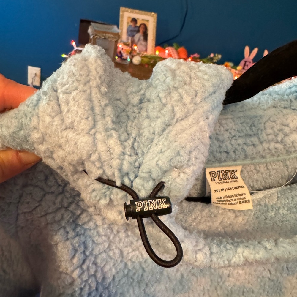 VS Pink Light Blue Sherpa Hoodie - Picture 2 of 5